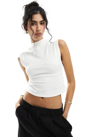 New Look Råhvid tanktop med rynkede sider