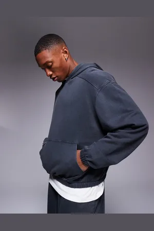 ASOS Vasket sort oversized hættetrøje med kontrasterende syninger-Grå
