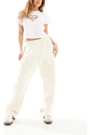 adidas Hvid sweatpants i oversized pasform med 3 striber