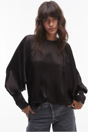 & OTHER STORIES Mørkebrun bluse med draperede detaljer og voluminøse ærmer
