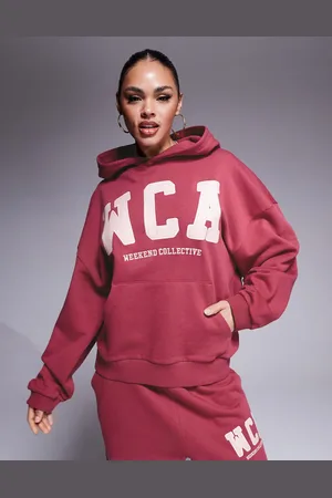 ASOS Weekend Collective - Blommelilla hættetrøje med collegelogo - Del af sæt
