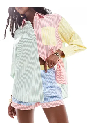 Extro & Vert Shorts med pastelfarvede striber i patchwork-design - Del af sæt-Multifarvet