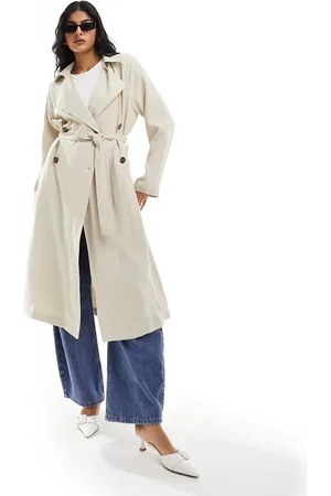 ASOS Blød midi-trenchcoat i -Neutral