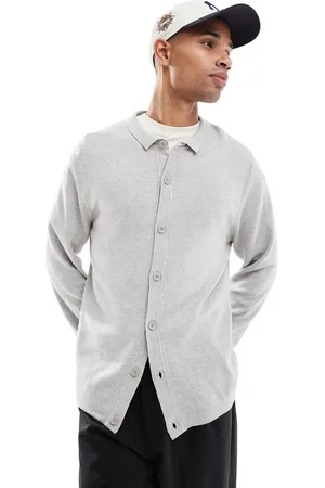 Threadbare Lysegrå strikket cardigan med lange ærmer