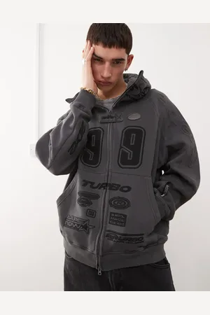 A Bathing Ape Aape By A Bathing Ape - Forvasket mørkegrå hættetrøje i motocross-stil