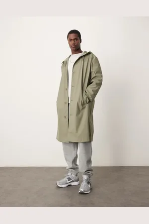 ASOS Kakigrøn gummieret trenchcoat med hætte
