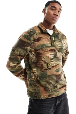 Ralph Lauren Ski - sweatshirt i polar-fleece med halv lynlås og camouflageprint