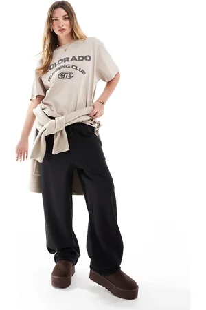 ASOS Sorte og oversized joggingbukser med opsmøget benkant