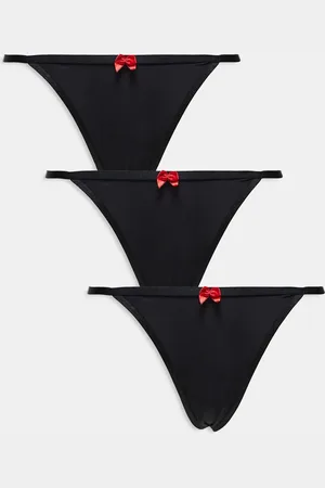 HUGO BOSS HUGO - Bodywear - Pakke med gavesæt med 3 sorte G-strenge med rød sløjfe