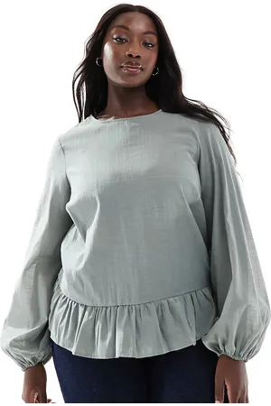 ASOS ASOS DESIGN Curve - top med lange ærmer og peplum-kant