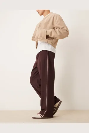 ASOS Bordeauxrøde og elegante pull on-bukser med vidde og sidekant