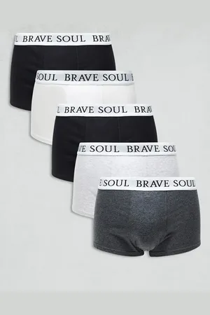 Brave Soul Pakke med 5 par boksershorts med logo på linningen i sort/grå/hvid