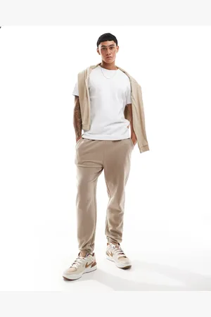 ASOS Beige tapered joggingbukser i ribstrik-Sort