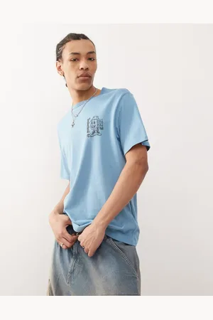 Timberland Blå T-shirt med logo og "shoebox"-print
