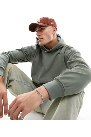 Only & Sons Oversized hættetrøje i kraftigt, salviegrønt materiale-Grå