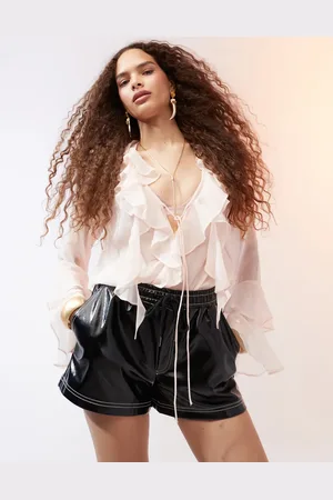 ASOS Sorte shorts med sting i vinyl