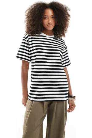 Pull&Bear Marineblå, og oversized T-shirt med striber
