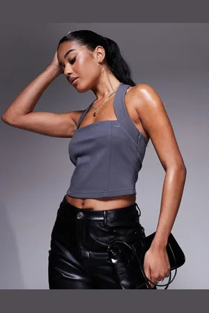 ASOS Premium - top med halterneck i punto-jersey