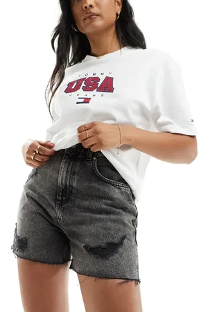 Tommy Hilfiger Sorte mom-shorts med ultrahøj talje i denim