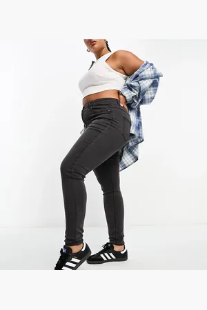 Noisy May Grå skinny-jeans med høj talje