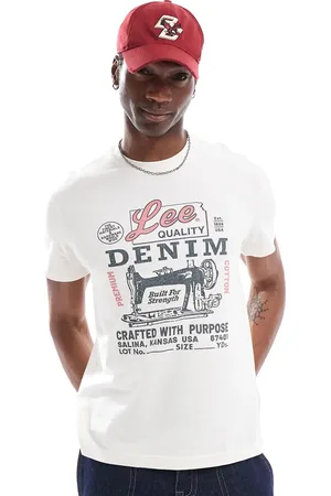 Lee Offwhite T-shirt med symaskine-logoprint