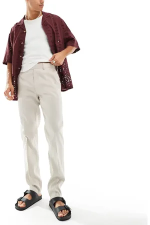 ASOS Elegante bukser i hørblanding i slim fit-Neutral