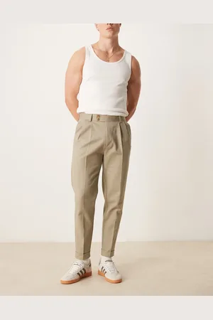ASOS Kakifarvede og elegante chinos med tapered pasform i bomuld-Grøn