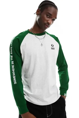 A Bathing Ape Aape By A Bathing Ape - Grå og grøn og langærmet T-shirt med raglanærmer-Sort