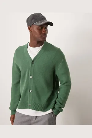 Abercrombie & Fitch Grøn cropped cardigan i preppy stil