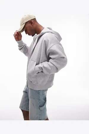 Topman Premium - Kraftig, oversized hættetrøje med gennemgående lynlås i