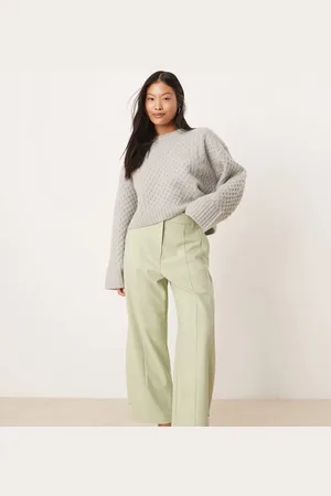 ASOS Petite - Pistaciegrønne og skræddersyede bukser med lige ben og remdetalje