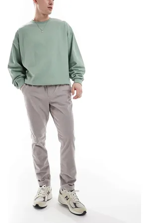 ASOS Grå fløjlsbukser i tapered pasform med elastik i taljen