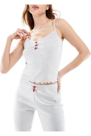 Cotton On Cotton On - pyjamas-camisol i ribstrikket pointelle-stof - Del af sæt