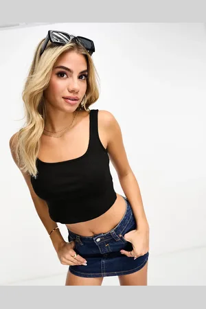 Pieces® Croptop med firkantet hals