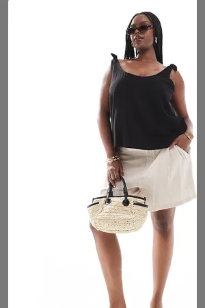 ASOS ASOS DESIGN Curve - cami-top i hørlook med bindestropper