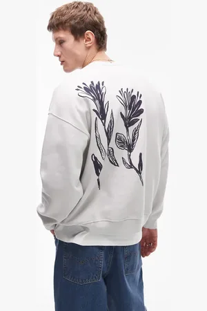 Topman Vasket grå oversized sweatshirt med blomsterprint foran og bagpå