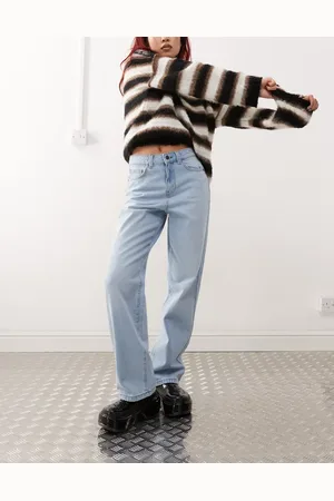 Noisy May Pixie - Lyseblå boyfriend-jeans med høj talje