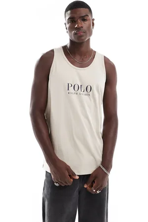 Ralph Lauren Cremehvid loungeoverdel med tekstlogo på brystet