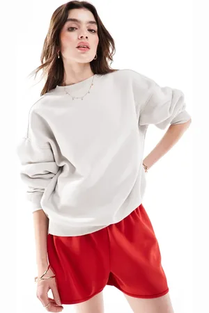 Cotton On Cotton On - Lysegrå sweatshirt med rund hals og firkantet pasform i fleece