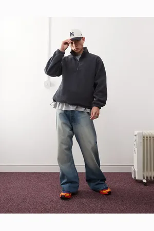 Weekday Travis - fleece-sweatshirt i imiteret lammeskind med kort lynlås