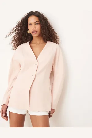 ASOS Sart lyserød skræddersyet blazer med tekstur og indsyet talje i hørlook