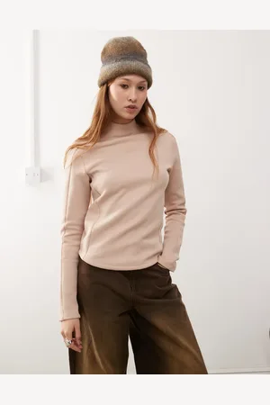 adidas Beige og langærmet top i struktureret interlock-stof-Neutral