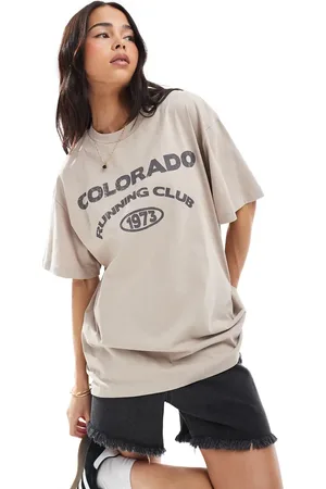 ASOS Gråbrun og oversixzed T-shirt med "Colorado Running"-grafik-Neutral