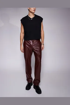 ASOS Elegante bukser med lige ben i imiteret læder-Rød