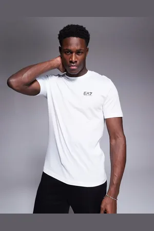 EA7 Armani - - Hvid t-shirt med rund hals og logo