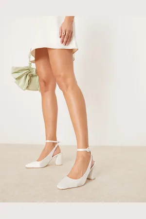 Be Mine Alt til bruden - Nora - Elfenbenshvide slingback-sko i satin med hæle