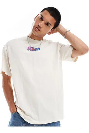 PUMA Offwhite t-shirt med centralt logo-Hvid
