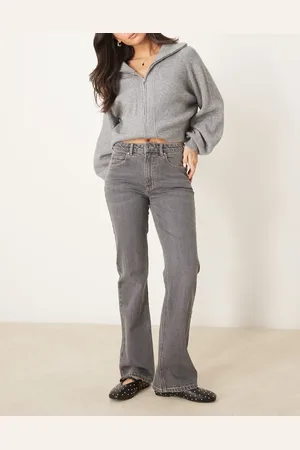 Gina Tricot Vasket grå bootcut-jeans med mellemhøj talje og stretch