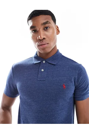 Ralph Lauren Blåmeleret Slim Fit-polo med logoikon i piqué