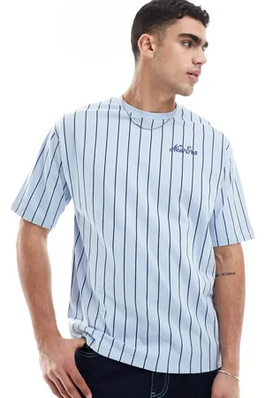 New Era T-shirt med nålestriber og tekstlogo-Lyserød